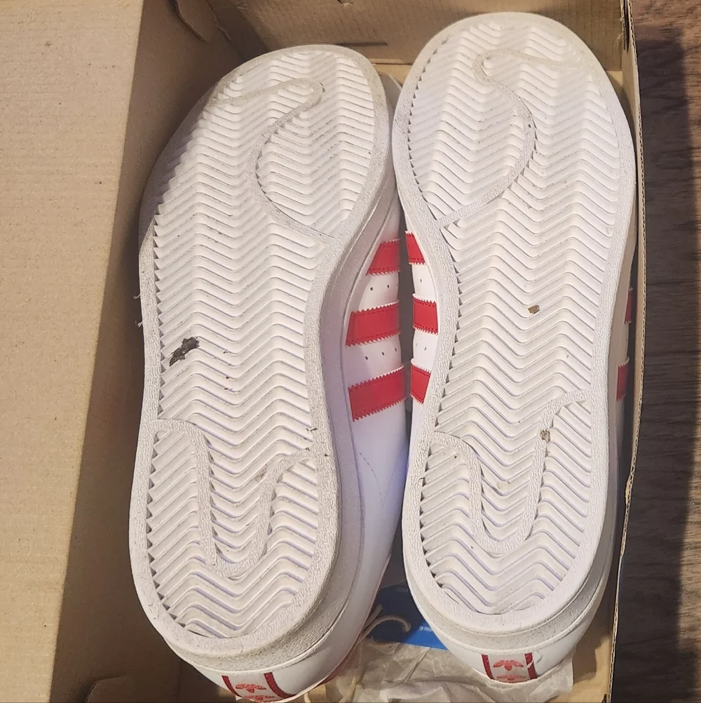 Men's Adidas Superstar Men's Sneakers - Cloud White and Scarlet - Picture 5 of 5